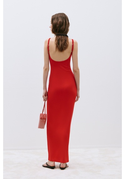 Suud Collection Kırmızı Rae Askılı Basic Elbise