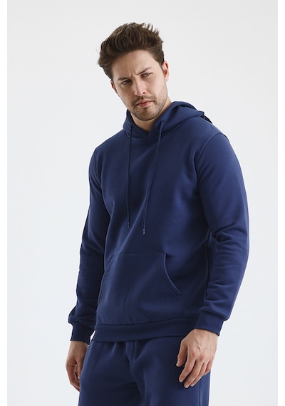 Monox Erkek Kapşonlu 3 İplik Sweatshirt Açık Lacivert