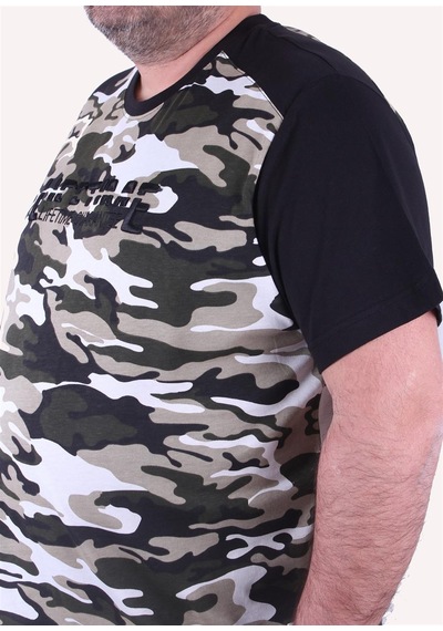 Moc Grande Mocgrande Büyük Beden Shoulder Line Camouflage Erkek Tişört 23147 Hakı Haki