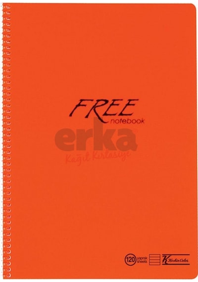 Keskin Color Free - A4 120 Yaprak Çizgili Defter Spiralli Pp Kapa