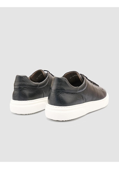 %100 Hakiki Deri Siyah Erkek Sneaker Siyah