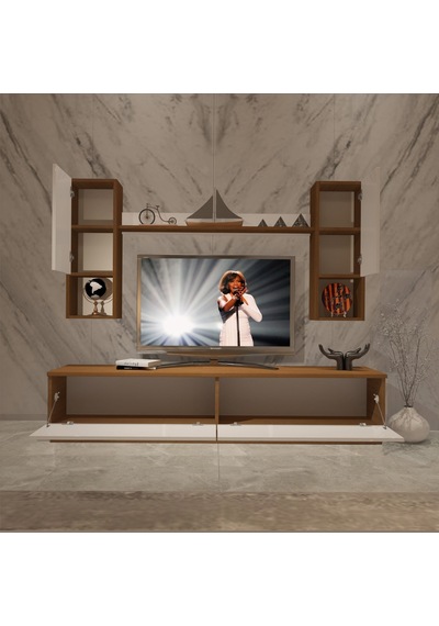 Decoraktiv Eko 5dab Mdf Std Tv Ünitesi Tv Sehpası Ceviz - Beyaz
