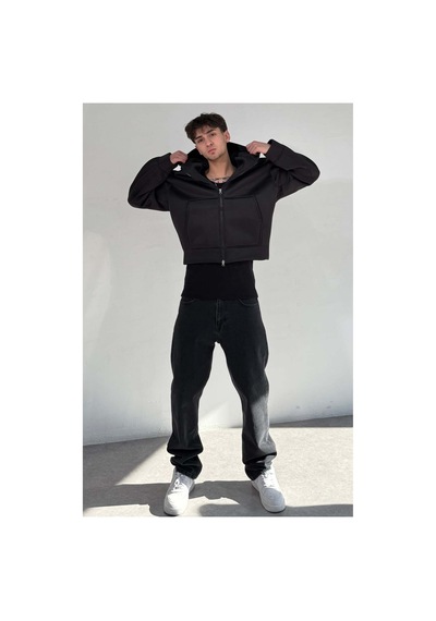 Zaee Oversize Scuba Zipp Hoodie Siyah
