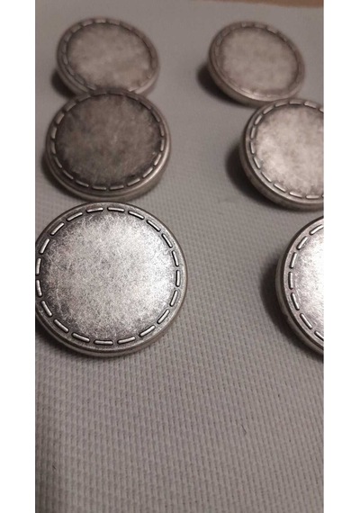 Antıkgümüş Kaplama Metal Düğme 45 Boy 30 Mm 6 Adet