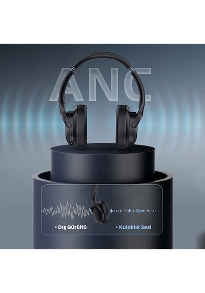 Recci REP-W59 Baron Serisi ANC Özellikli FM Destekli Ayarlanabilir Kulak Üstü Bluetooth Kulaklık