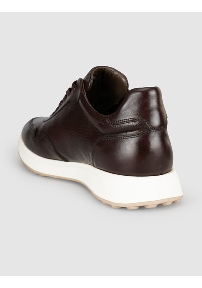 Cabani Kahverengi Erkek Hakiki Deri Sneaker Ayakkabı Kahve