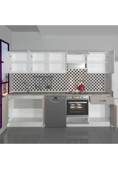 Decoraktiv Elite 280 Ankastre Fırın Modüllü Mdf Hazır Mutfak Dolabı - Tezgah Dahil - Kumtaşı - Beyaz Bej Decoraktiv Elite 280 Ankastre Fırın Modüllü Mdf Hazır Mutfak Dolabı - Tezgah Dahil - Kumtaşı - Beyaz Bej