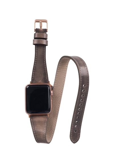 Apple Uyumlu Watch Deri Kordon 42-44-45mm Slim Dt V23ef Gri