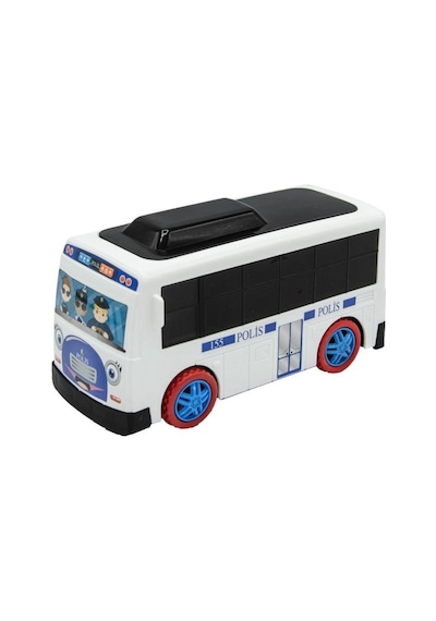 Uj Toys Eğitici Öğretici Sesli Ve Işıklı Çarp Dön Sevimli Polis Otobüsü-beyaz