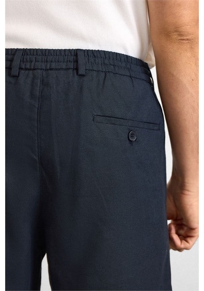 Süvari Lacivert Regular Düz Twill Yarım Lastikli Şort Spn2020500045-m09