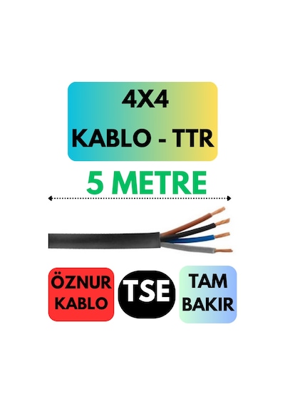Öznur 4x4 Ttr Kablo Metre Seçenekli Siyah - 5 Metre