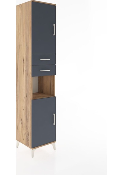 Hyperion Dolap 4 Raflı 2 Çekmeceli 2 Kapaklı 44x44x221 Çam-antrasit Atlas Çam