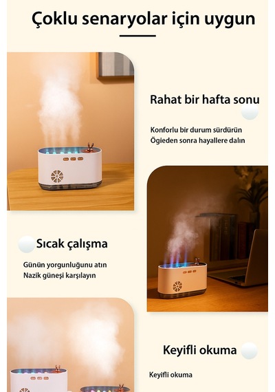 Ritimli Işık Ve Buhar Özellikli Aroma Terapi Cihazı - Sessiz Çalışma, 700ml Su Kapasitesi Beyaz