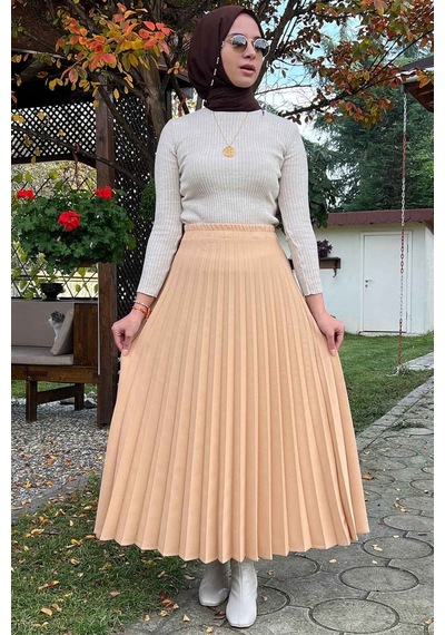 Rabia Şamlı Minel Bisküvi Plise Etek Normal