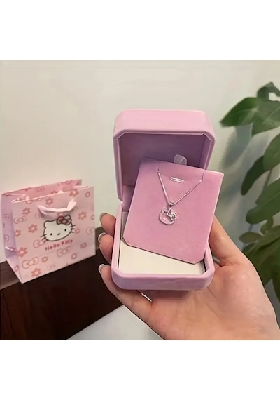 9059265194727 - Hello Kitty Figür Gümüş Renk Bijuteri Kolye Zarif Ve Şık Tasarım Kadın & Çocuklara Özel Hediye Gümüş