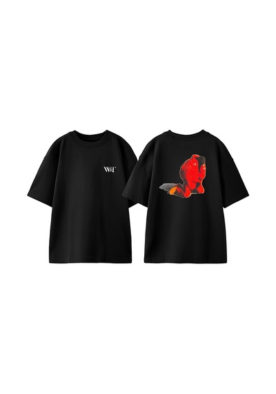 Thewert Kanye West 5 Tasarım Sırt Baskılı Pamuk Siyah Oversize T-shirt