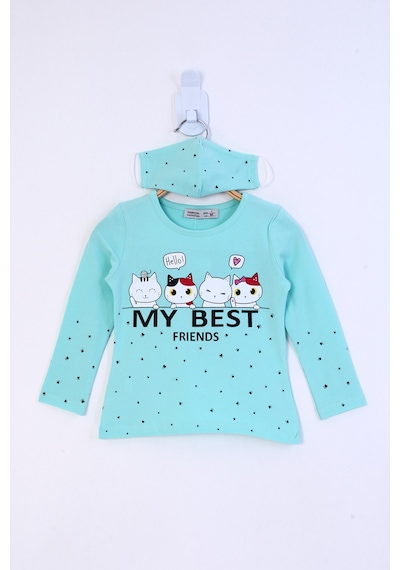 Toontoy Kids Toontoy Kız Çocuk My Best Friends Baskılı Tişört Mint Yeşili