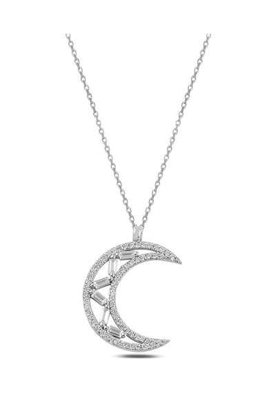 Zirkon Taşlı Hilal Model Kadın Gümüş Kolye Gklgmshllm1-Gms (511833959)