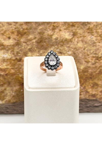 Elmas Montür Rosegold Damla Gümüş Set Takım - Lvrset06 Rose Gold