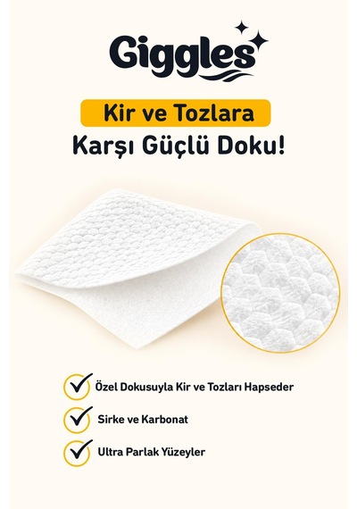 Giggles Mopa Uyumlu Yer Temizlik Havlusu 8 Katlı 4xl Arap Sabunu Katkılı 1 Paket 30 Adet Havlu Beyaz