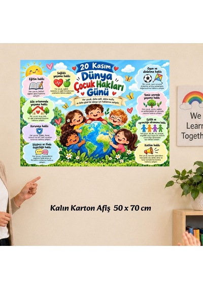 Dünya Çocuk Hakları Günü İlkokul 50x70 Cm Karton Afiş Tüm Yaşlar