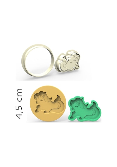 Unicorn Kurabiye, Bisküvi, Kolye Ucu, Mühür Kalıp Seti - 4,5 Cm