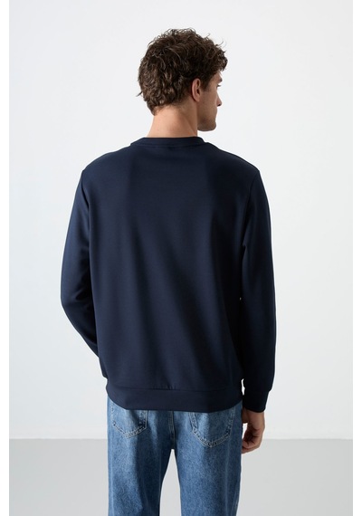 Tommy Life Lacivert Basic O Yaka Rahat Form Erkek Sweatshirt - 88053 Lacivert