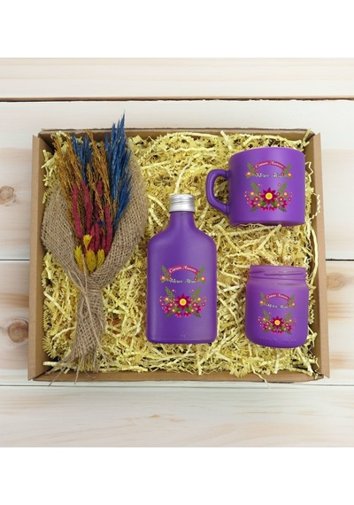 Bk Gift Kişiye Özel İsimli Dtf Anne Temalı Mor Kahve Fincanı & Kolonya & Mum & El Yapımı Kuru Çiçek Buketi Hediye Seti-6, Anneye Hediye, Anneler Günü
