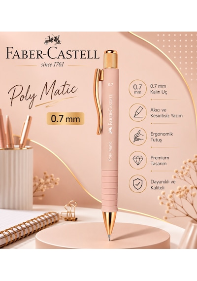 Faber-castell Polymatic Gold Edition Versatil Kalem 0,7 Pudra Pembe