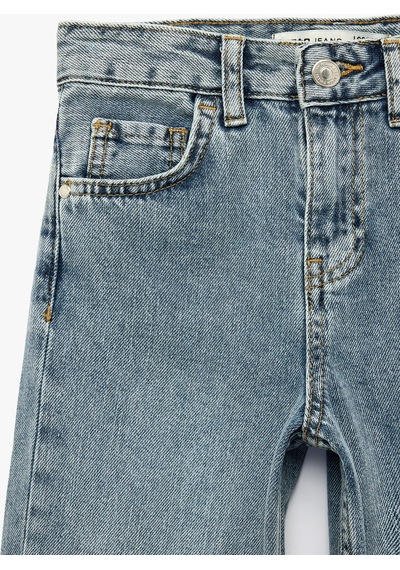 Koton Pamuklu Cepli Loose Fit Denim Pantolon Orta İndigo 7wkb40018td
