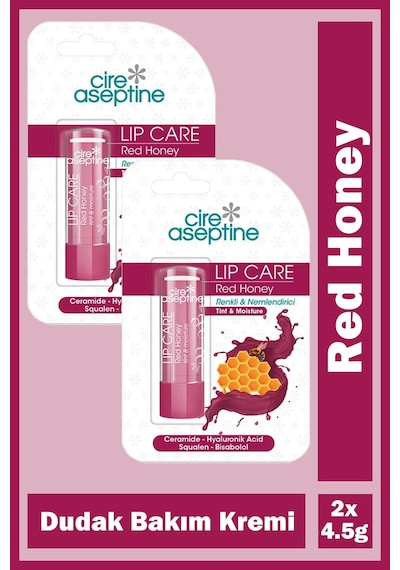 Cire Aseptine Red Honey Renkli Nemlendirici Dudak Bakım Kremi 4,5 Gr 2 Adet