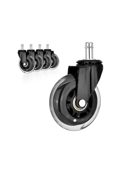 S-wheels Motion Silikon Oyuncu Koltuğu Tekeri 64mm Ofis Koltuk Tekeri Ultra Sessiz Sandalye Tekeri Siyah - Beyaz