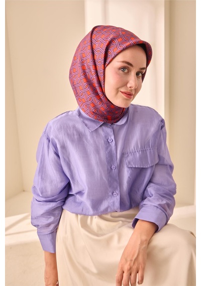 Silk Home Twill İpek Eşarp 11479-22 Parlak Turuncu, Eflatun