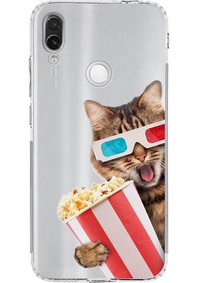 Xiaomi Redmi Note 7 İle Uyumlu Kedi 1 Kamera Korumalı Şeffaf Kılıf Şeffaf