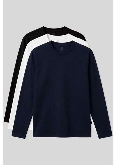 Tommy Life Standart Fit Basic O Yaka 3lü Paket Siyah-beyaz-lacivert Erkek T-shirt 87997 Siyah-beyaz-lacivert