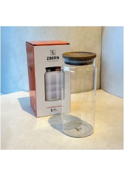 1000 Ml Akasya Kapak Kavanoz Şeffaf
