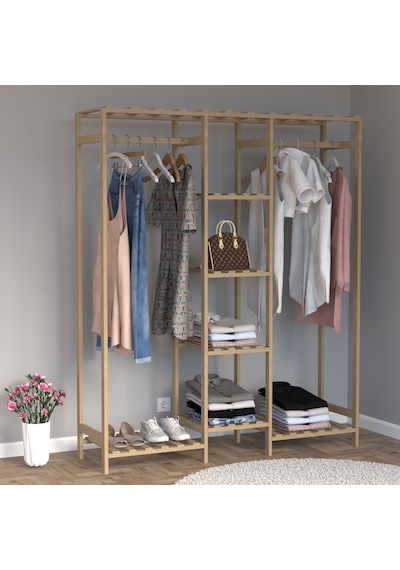 Ahşap Gardırop, Masif Ahşap Dolap, Açık Dolap, Ahşap Açık Gardırop 150x40x180 Ahşap