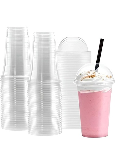 14 Oz Şeffaf Pet Bardak 400 Ml 50 Adet - Kapak Dahil - Soğuk Kahve, Bubble Tea, Smoothie, Milkshake, Meyve Suyu Ve Meşrubat Için Dayanıklı Plastik Bardak