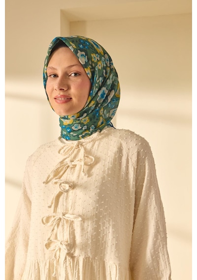 Silk Home Soft Eşarp 73090-37 Koyu Yeşil, Yeşil, Saks, Sarı, Turkuaz