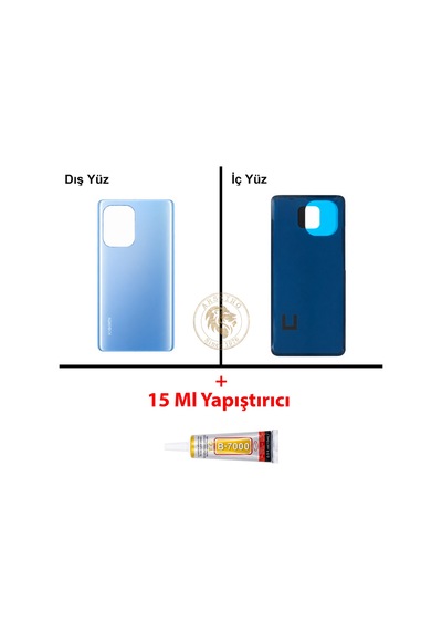 Xiaomi Mi 11 Ufuk Mavisi Arka Pil Kapağı Batarya Kapağı Lazer Kesim + B-7000 Yapıştırıcı Çok Renkli