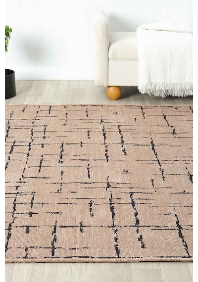 Gaia Bej Halı Yıkanabilir Kaymaz Taban Şönil Kilim Dokuma Pamuk Taban Kilim 10119 Bej