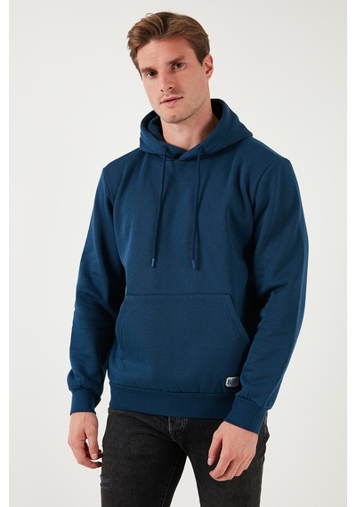 Buratti Regular Fit Kapüşonlu Kanguru Cepli Içi Tüylü Yumuşak Şardonlu Erkek Sweat 5905281 Indigo