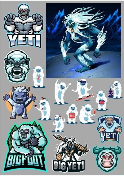 Yeti Buz Canavarı Sticker Set 17 Parça Telefon, Tablet, Defter, Laptop Sticker