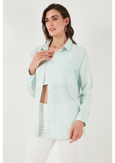 Lela Pamuklu Regular Fit Cepli Bayan Gömlek Cf25S16992 Mint