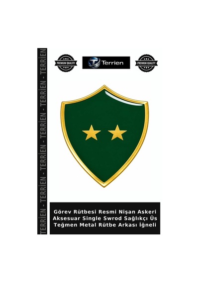 Terrien Görev Rütbesi Resmi Nişan Askeri Aksesuar Single Swrod Sağlıkçı Üs Teğmen Metal Rütbe Arkası İğneli Çok Renkli