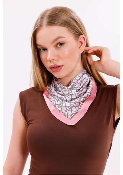 Tarzını Seç Pembe Zincir Model Fular Estascarf 48 X 48 Cm