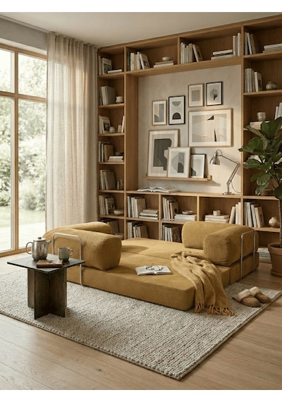 Reflekta Sünger Koltuk Rollpack Kanepe Relax 90x190 Yatak Koltuk Demonte Hardal Sarısı
