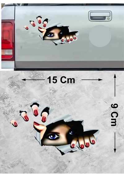 Bagajdan Bakan Esrarengiz Gözler Sticker- Araba Oto Motosiklet Karavan Sticker - 00295 15x9 Cm