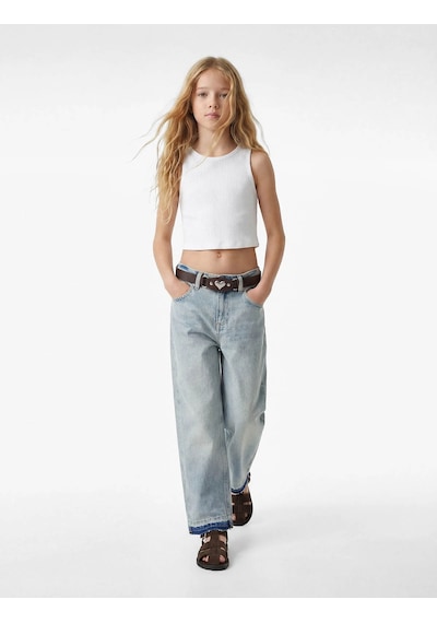 Koton Ribanalı Pamuklu Basic Beyaz Kız Çocuk Kolsuz T-shirt 6skg30022ak