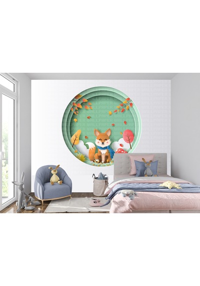Daire Desende Tilki Çocuk Odası Poster Duvar Kağıdı